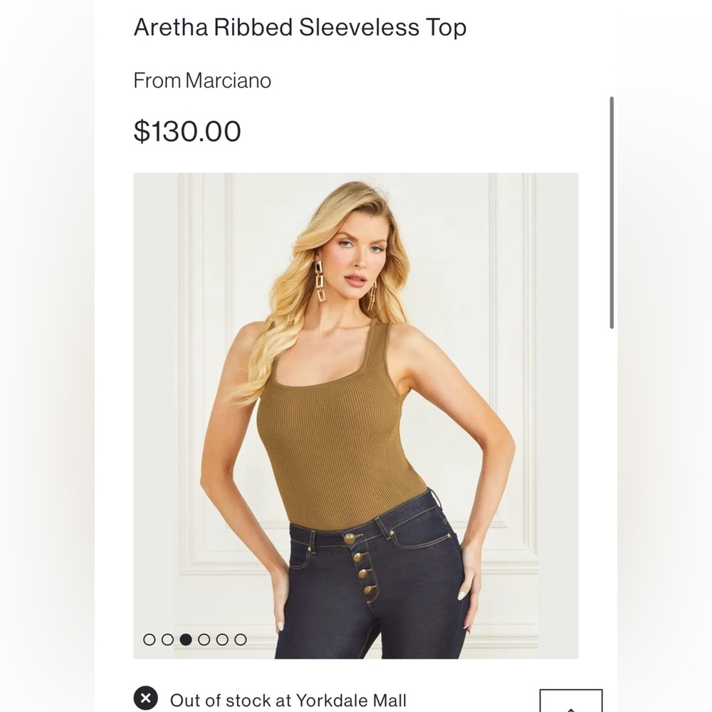 GUESS BY MARCIANO: NWT! Aretha Ribbed Sleeveless Top size XS. Sold out on site!